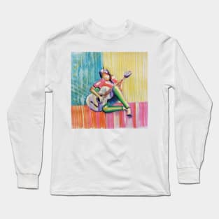 playing the guitar I'm happy Long Sleeve T-Shirt